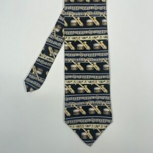 Giorgio Navy Blue Musical Instruments Silk Necktie Mens One Size